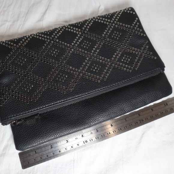 Urban Expressions Lesley Micro Stud Clutch Black Bag Fold Over - Picture 9 of 10